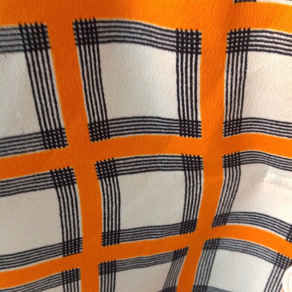 ZARA Plaid Blouse button top TUNIC XS orange - Picture 4 of 5